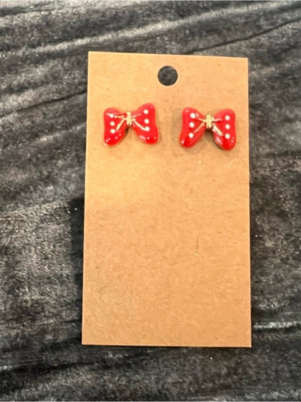 Red Polka Dot Bow Stud Earrings